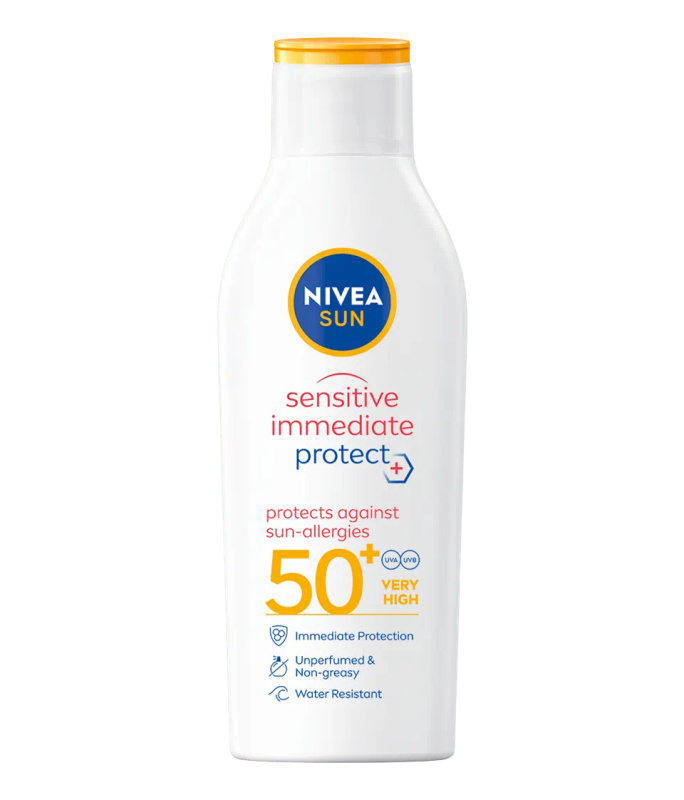 NIVEA SUN Sensitive Immediate mléko na opalování pro citlivou pokožku SPF 50+ 200 ml