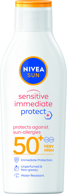 NIVEA SUN Sensitive Immediate mléko na opalování pro citlivou pokožku SPF 50+ 200 ml