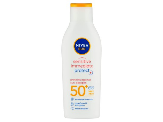 NIVEA SUN Sensitive Immediate mléko na opalování pro citlivou pokožku SPF 50+ 200 ml
