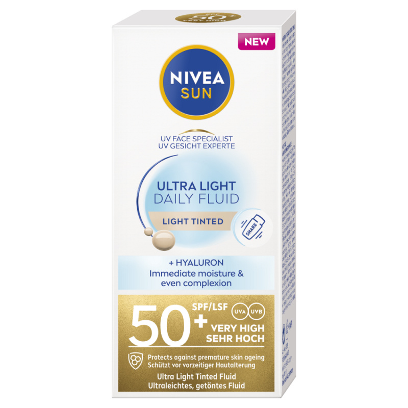 NIVEA SUN Ultra Light lehký tónovací fluid SPF 50+ odstín Light 40 ml