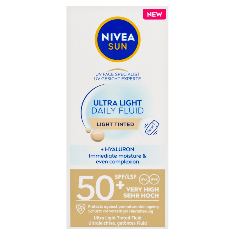 NIVEA SUN Ultra Light lehký tónovací fluid SPF 50+ odstín Light 40 ml