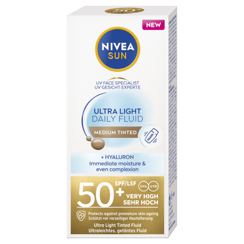 NIVEA SUN Ultra Light lehký tónovací fluid SPF 50+ odstín Medium 40 ml