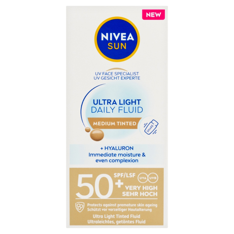 NIVEA SUN Ultra Light lehký tónovací fluid SPF 50+ odstín Medium 40 ml