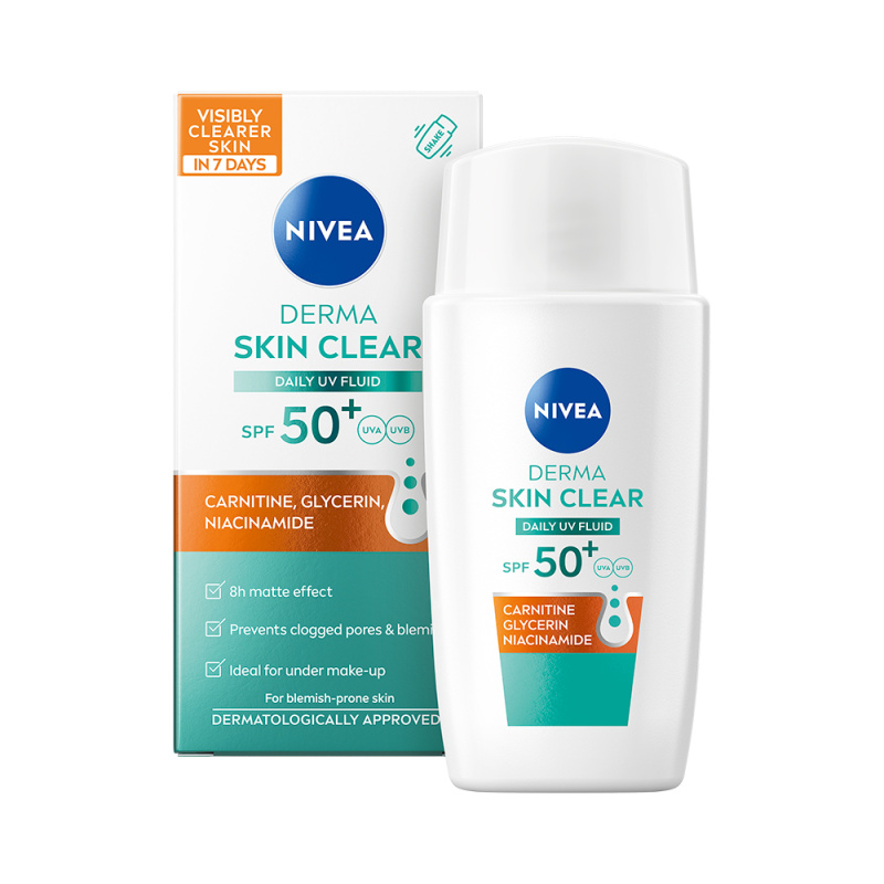 NIVEA Derma Skin Clear lehký ochranný fluid SPF 50+ 40 ml