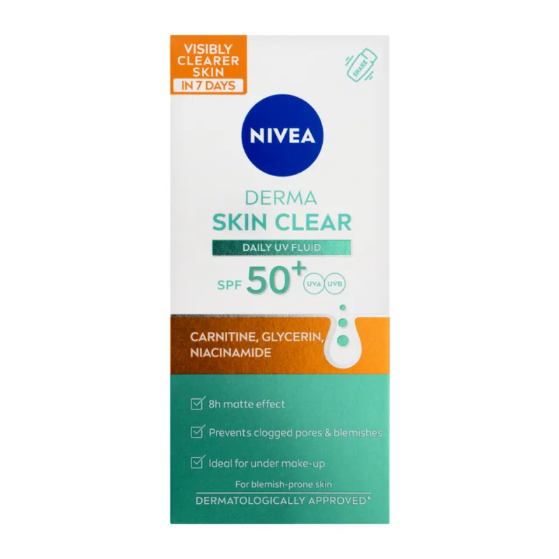 NIVEA Derma Skin Clear lehký ochranný fluid SPF 50+ 40 ml