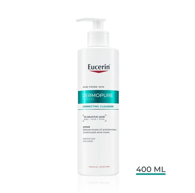 Eucerin DermoPure Clinical Correcting Cleanser exfoliační čisticí gel na obličej a tělo 400 ml