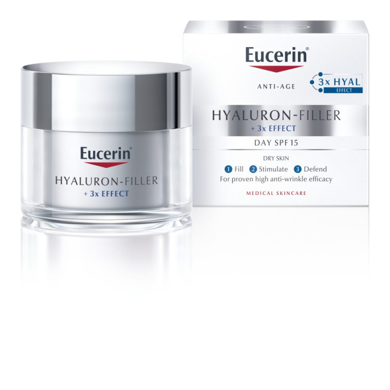 Eucerin Hyaluron-Filler + 3x Effect SPF 15 denní krém pro suchou pleť 50 ml
