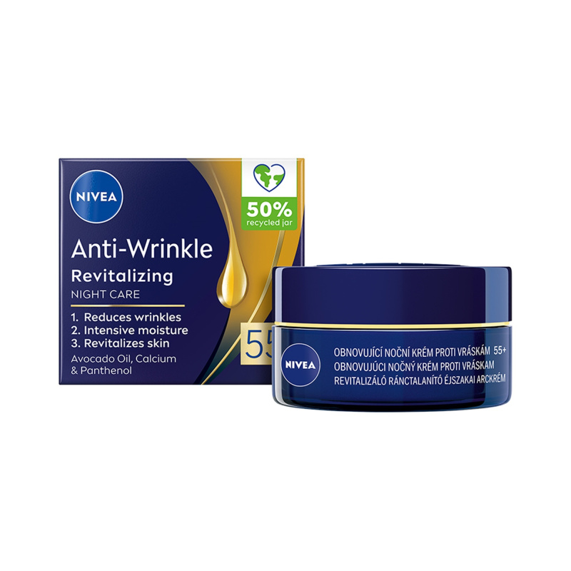 NIVEA Revitalizing obnovující noční krém proti vráskám 55+ 50 ml