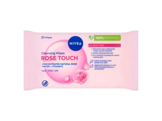 Nivea Rose Touch Čisticí pleťové ubrousky 25 ks