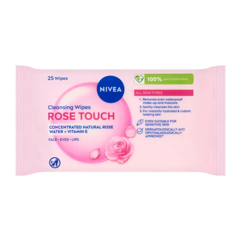 Nivea Rose Touch Čisticí pleťové ubrousky 25 ks
