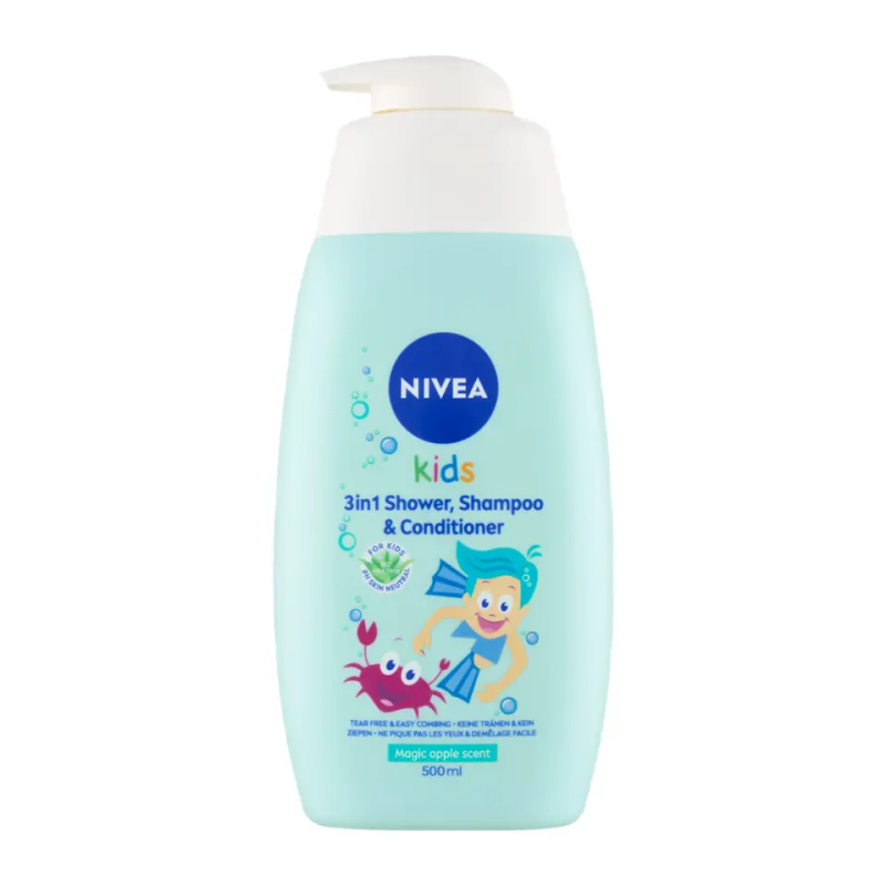 NIVEA Kids Dětský sprchový gel a šampon 3v1 s jablečnou vůní 500 ml