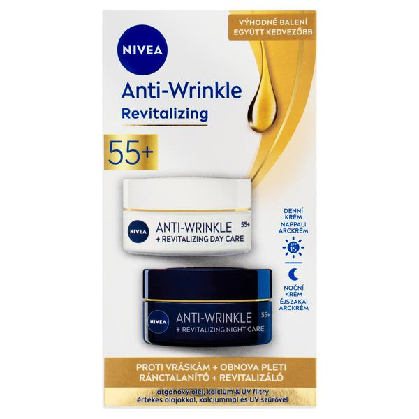 NIVEA Obnovující denní a noční krém proti vráskám 55+ 2x 50 ml