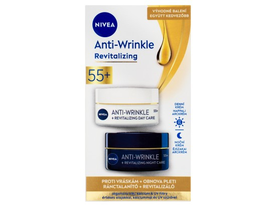 NIVEA Obnovující denní a noční krém proti vráskám 55+ 2x 50 ml