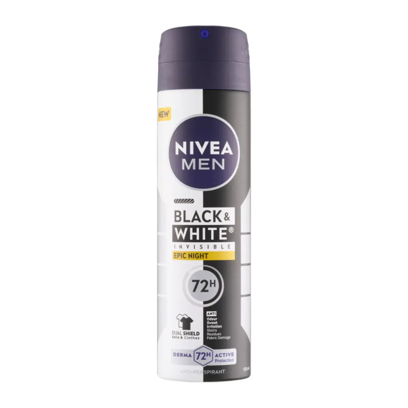 Nivea Men Black & White Invisible Epic Night Sprej antiperspirant 150 ml