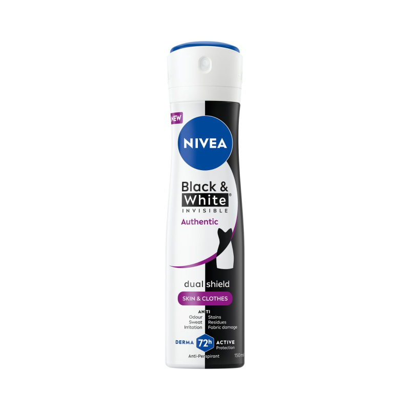 NIVEA Black & White Authentic antiperspirant ve spreji 72h 150 ml