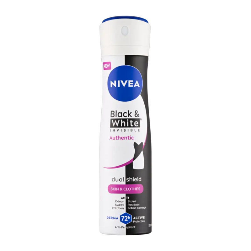 NIVEA Black & White Authentic antiperspirant ve spreji 72h 150 ml