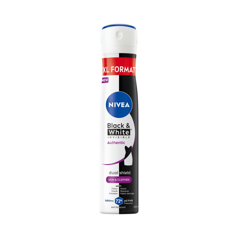 NIVEA Black & White Authentic antiperspirant ve spreji 72h 200 ml