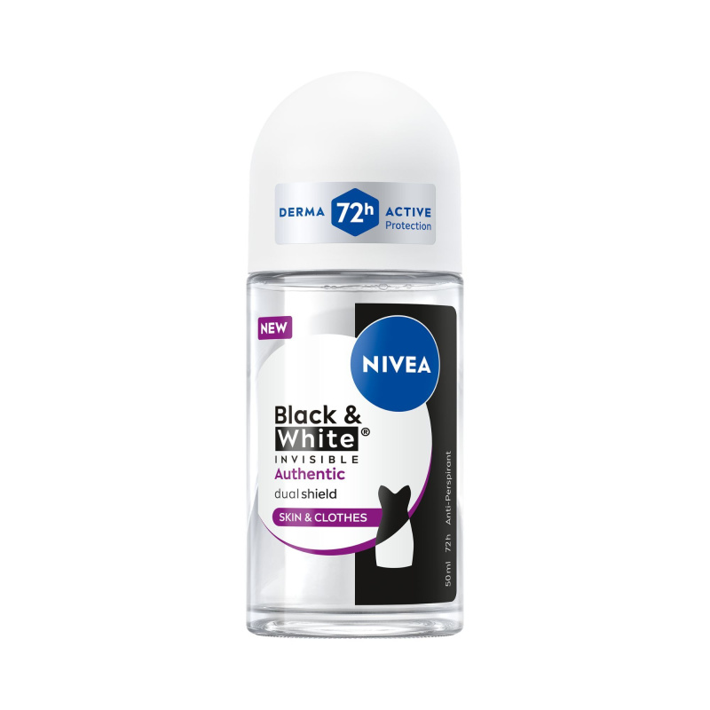 Nivea Black & White Invisible Authentic Kuličkový antiperspirant 50 ml