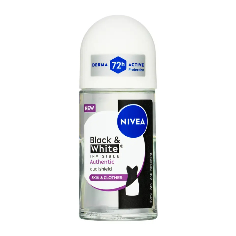 Nivea Black & White Invisible Authentic Kuličkový antiperspirant 50 ml