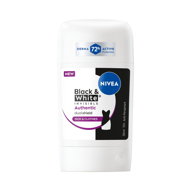 NIVEA Black & White Authentic tuhý antiperspirant 72h 50 ml