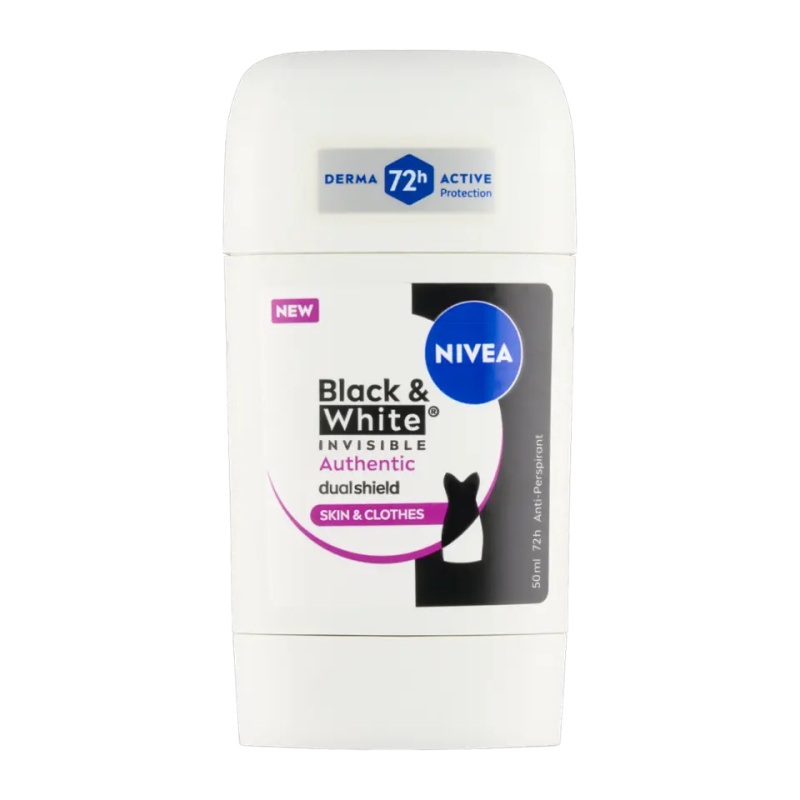 NIVEA Black & White Authentic tuhý antiperspirant 72h 50 ml