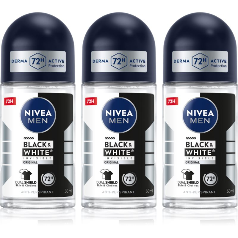 NIVEA MEN Black & White Invisible Original kuličkový antiperspirant výhodné balení