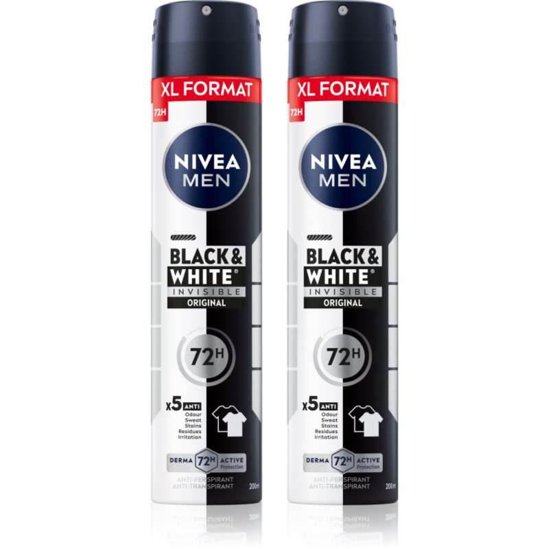 NIVEA MEN Black & White Invisible Original antiperspirant ve spreji výhodné balení