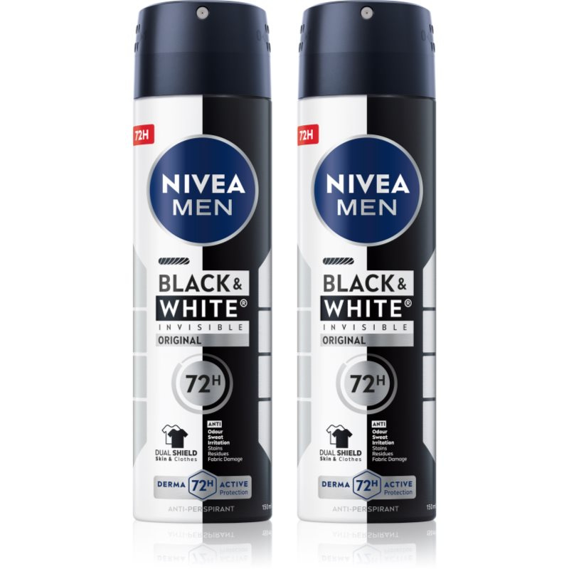 NIVEA MEN Black & White Invisible Original antiperspirant ve spreji výhodné balení