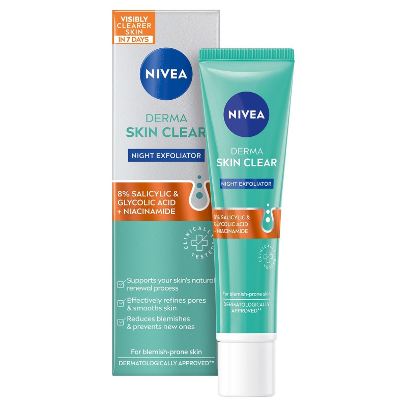 Nivea Derma Skin Clear noční exfoliační pleťový peeling