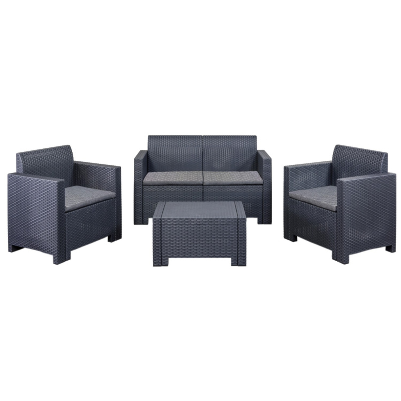 Sestava zahradního nábytku New Star, polyratan, antracitová/šedá, 4-dílná