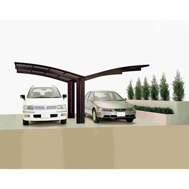 Ximax Alu přístřešek na 2 auta Portoforte Typ 60-Y matná hnědá 543 x 495 cm