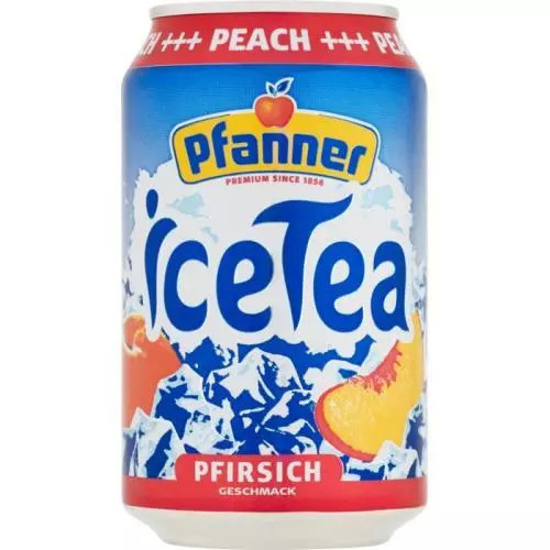 Pfanner Tee - černý čaj - Broskev, plech 0,33 l