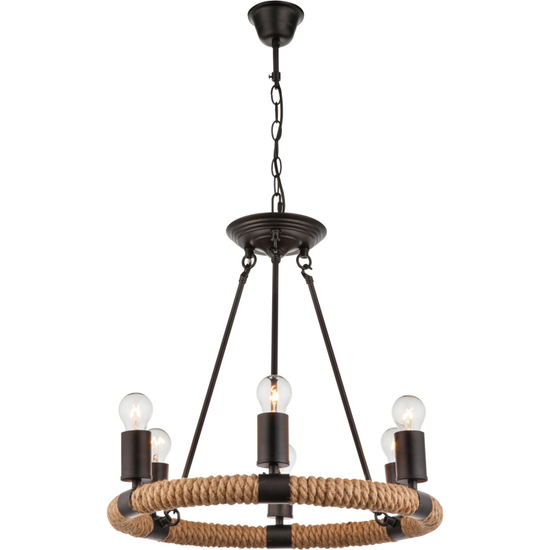 GLOBO Závěsné svítidlo ULLEU černá/hnědá E27 40 W pr. 500 x 1260 mm