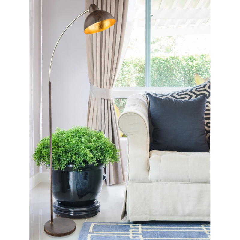 Globo Stojací lampa ANITA, E27, rezavě-zlatá/mosaz, 51 x 25 x 155 cm