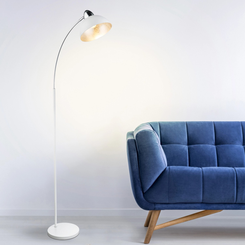 Globo Stojací lampa ANITA, E27, bílo-stříbrná/chrom, 50 x 23 x 155 cm