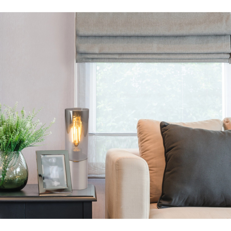 Globo Stolní lampa Annika matný nikl kouřový nádech 1 světelný zdroj pr. 9 cm