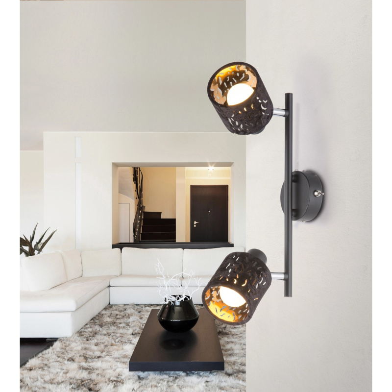 Globo Strop./nástěnné svítidlo TROY, 2x E14, černo-zlaté/chrom, 32 x 14 x 15 cm