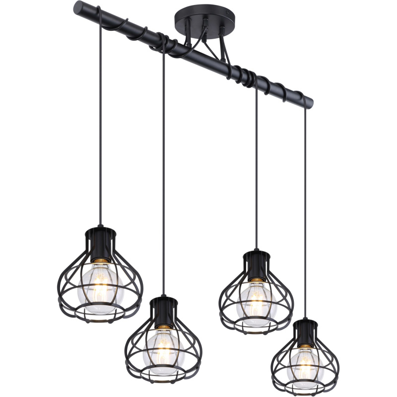 Globo Stropní svítidlo CLASTRA, 4x E27, matně černé, 80 x 18 x 100 cm