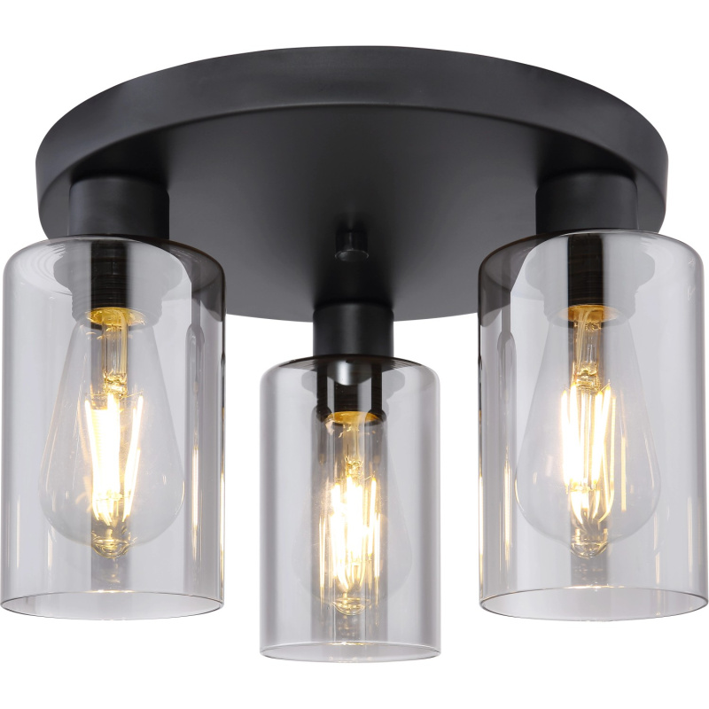 GLOBO Stropní svítidlo HADERA černá/kouřová E27 60 W pr. 340 x 220 mm