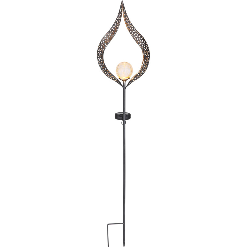 Globo Venk. solární LED svítidlo skleněná koule v kovovém oblouku stříbrný kov