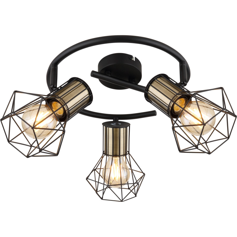 GLOBO Stropní svítidlo PRISKA černá/staromosazná E27 40 W pr. 285 x 190 mm