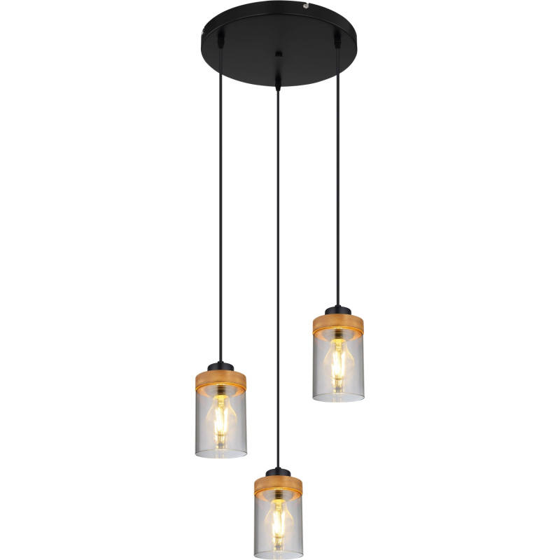 GLOBO Závěsné svítidlo FINCA černá/kouřová E27 40 W pr. 390 x 1500 mm