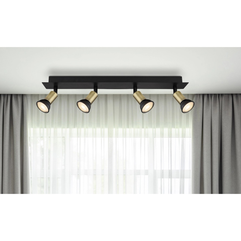 GLOBO 4bodové svítidlo DREW černá/zlatá GU10 35 W 500 x 60 x 90 mm