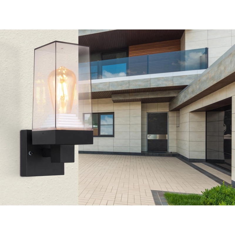 Globo Venkovní nástěnné svítidlo Gabba, E27, černé, 29 x 11 x 14 cm