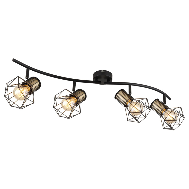 GLOBO 4bodové svítidlo PRISKA černá/staromosazná E27 40 W 800 x 225 x 190 mm