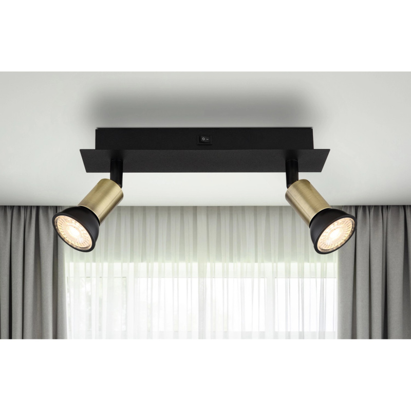GLOBO 2bodové svítidlo DREW černá/zlatá GU10 35 W 250 x 60 x 90 mm