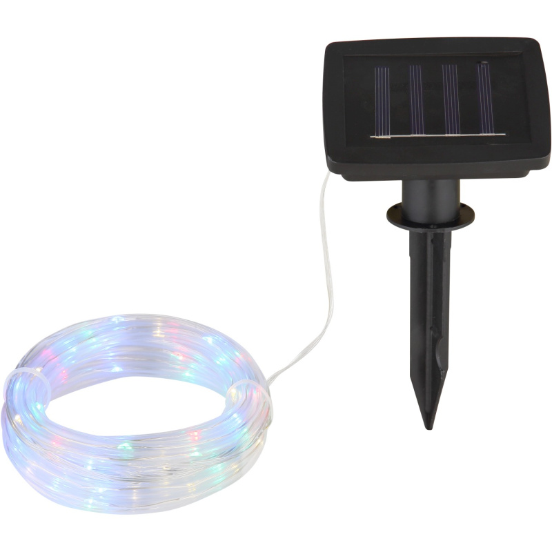 GLOBO Solární světelný řetěz plastový čirý 50xLED 0,04W RGB IP44 pr. 5,35x6900mm