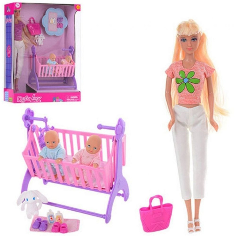 Panenka lucy s dvojčátky v růžovém tričku, defa