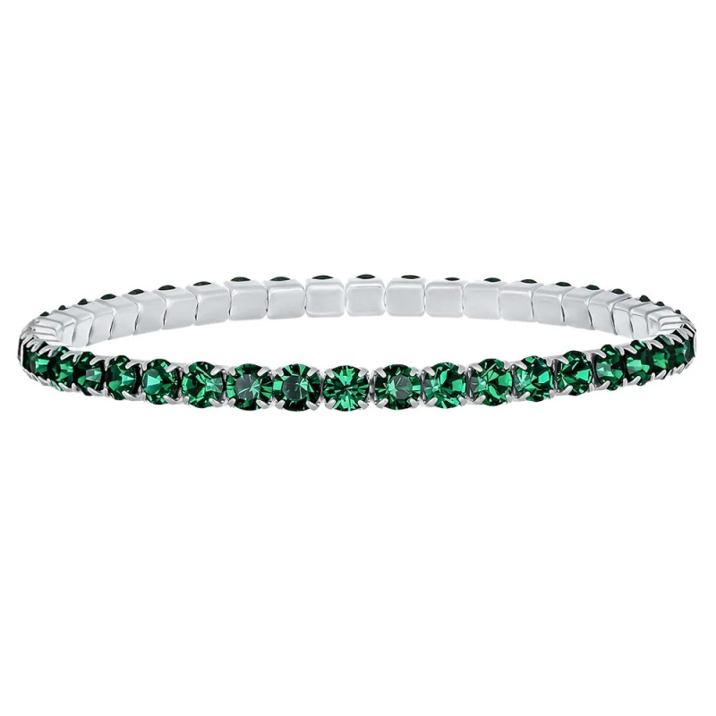 CRYSTalp Elastický tenisový náramek se zelenými Swarovski krystaly Aura 22270.EME.E