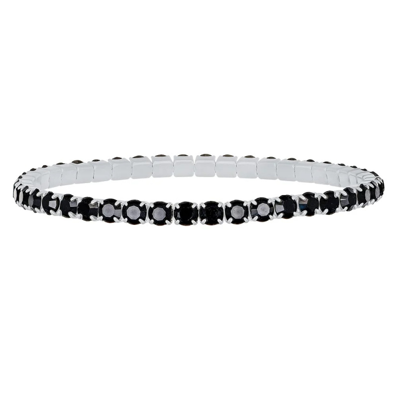 CRYSTalp Elastický tenisový náramek s černými Swarovski krystaly Aura 22270.JET.E